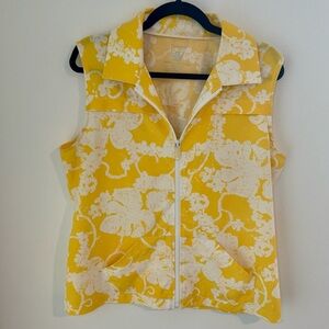 Chico’s Zenergy Zip-Up Vest – Yellow Floral